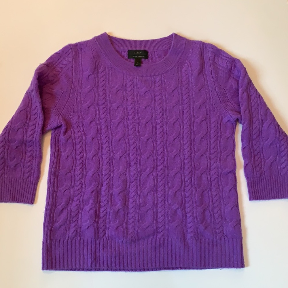 J. Crew Italian Cashmere Cable Knit Purple Sweater